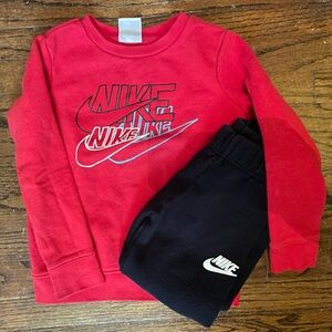 Nike Red and Black Logo Sweatshirt Set